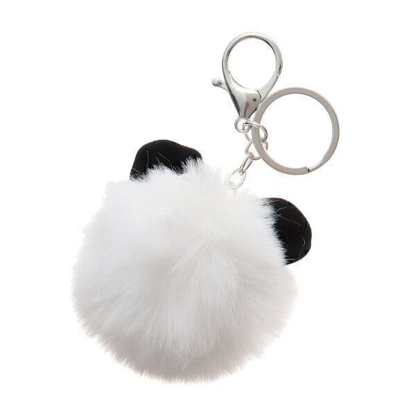 【即決 匿名配送 送料無料】ピンクラテ 耳付きフェイクファー キーホルダー オフホワイト ふわふわ フェイクファー拍卖