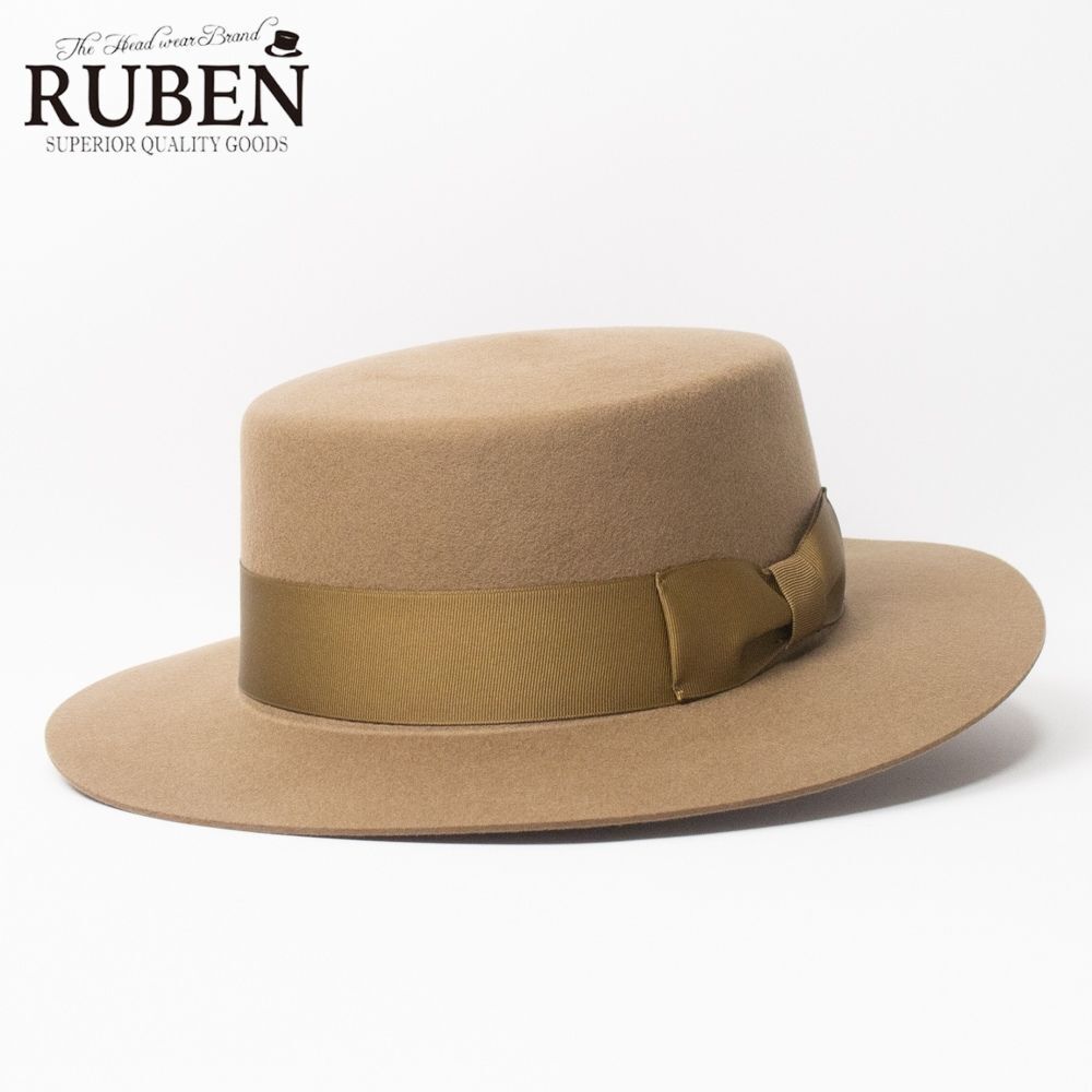 新品 RUBEN ロングブリム フェルトウールハット ベージュ拍卖