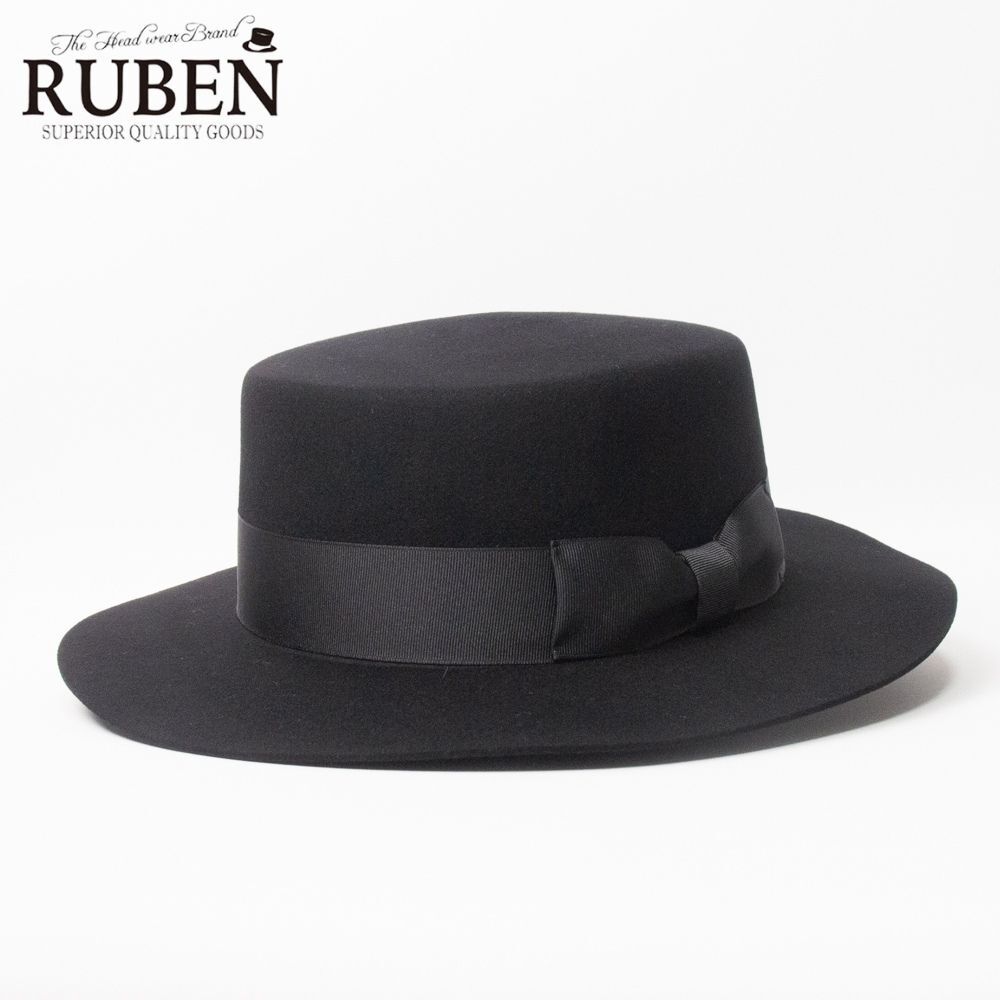 新品 RUBEN ロングブリム フェルトウールハット ブラック拍卖
