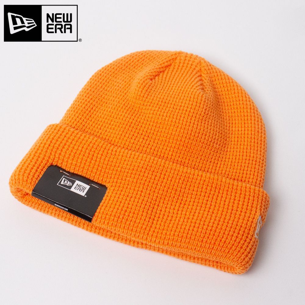 新品 NEW ERA ニューエラ ロゴ ワッフルニット帽 オレンジ拍卖