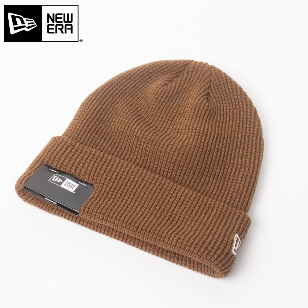 新品 NEW ERA ニューエラ ロゴ ワッフルニット帽 ブラウン拍卖