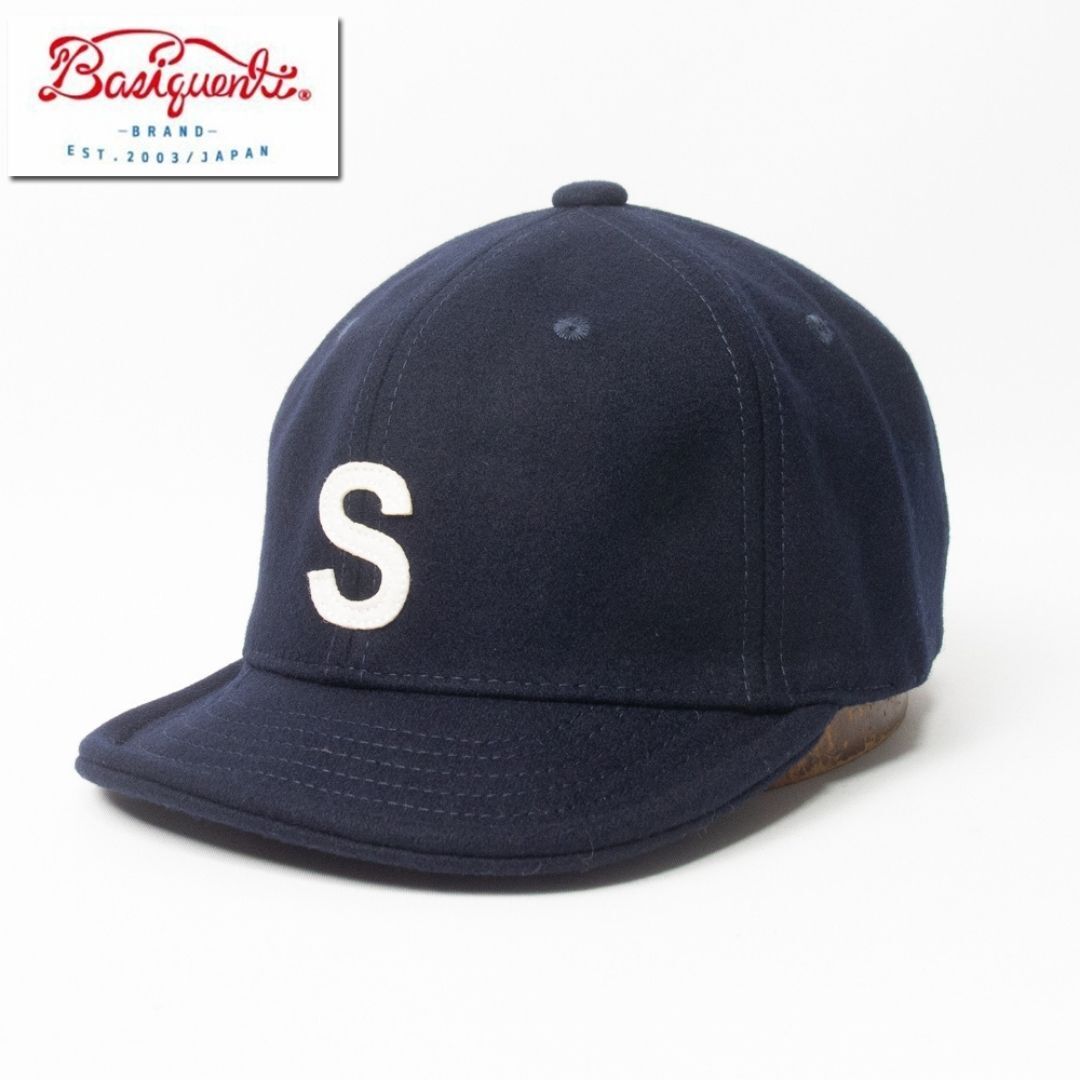 新品 Basiquenti ロゴ ウールアンパイアキャップ ネイビー拍卖