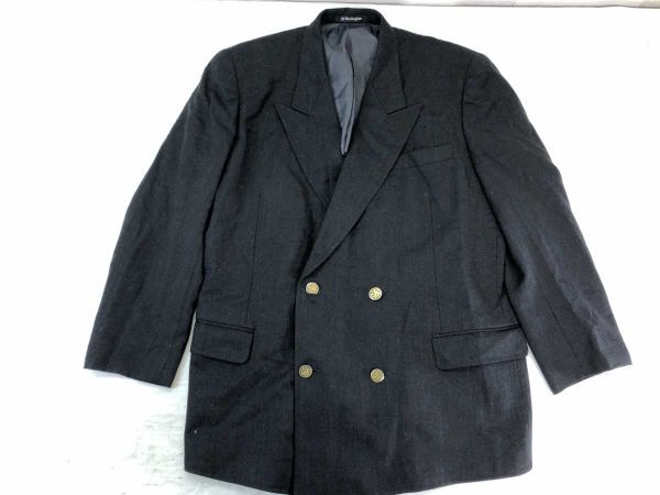 バーリントン Burlington トラッド クラシック 金ボタン ダブルブレザー テーラードジャケット メンズ ウール100% 100BE6 チャコールグレー拍卖