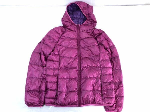 ユニクロ UNIQLO アメカジ アウトドア スポーツ パイピング ウルトラライトダウンジャケット パーカー レディース ナイロン100% L ピンク拍卖