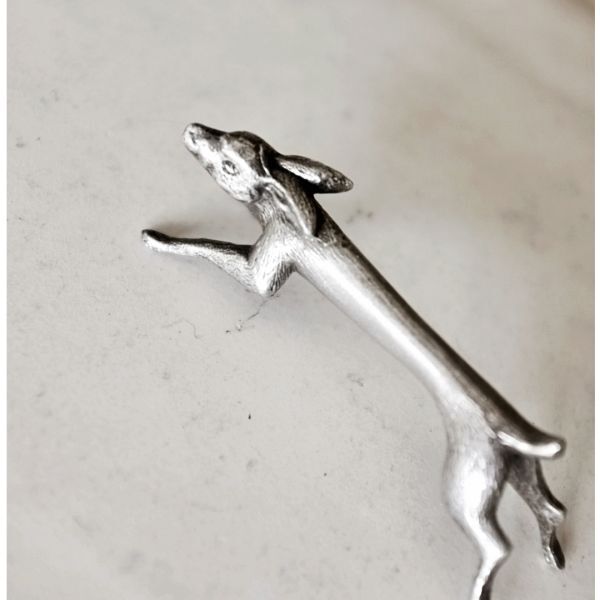 残4 フランス 疾走するうさぎのカトラリーレスト アンティーク ヴィンテージ ピューター ナイフレスト ペーパーウェイト シルバー ウサギ拍卖