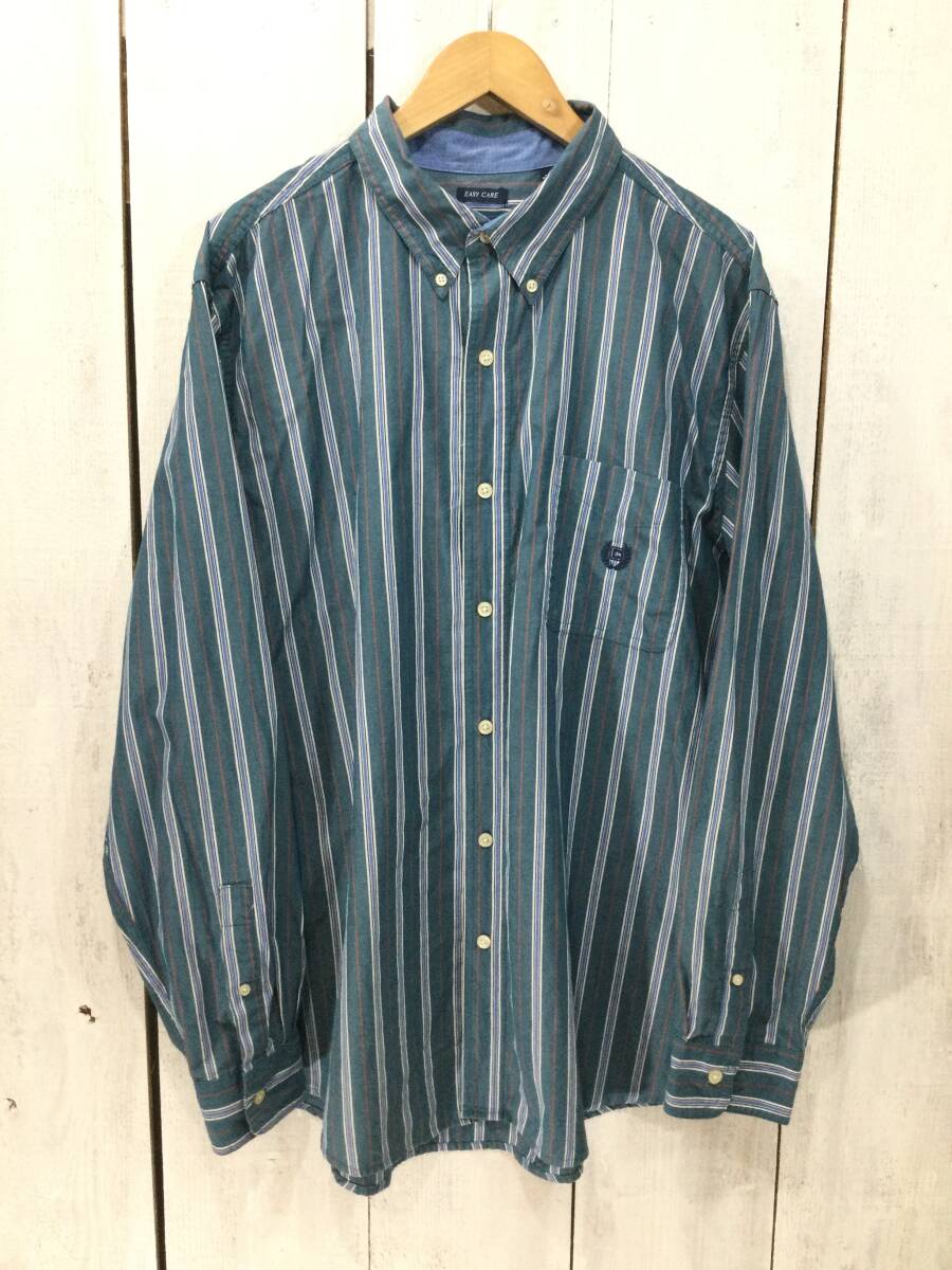 CHAPS チャップス ストライプ柄 長袖シャツ コットン×ポリエステルシャツ ボタンダウン メンズXL 大きめ 良品綺麗拍卖