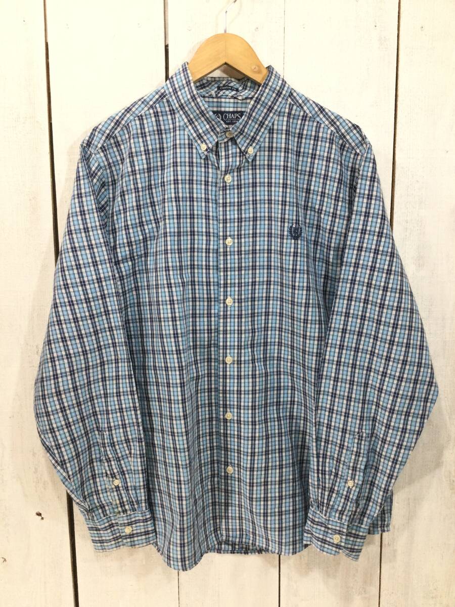 CHAPS チャップス チェック柄 長袖シャツ コットンシャツ ボタンダウン メンズL 状態良好拍卖