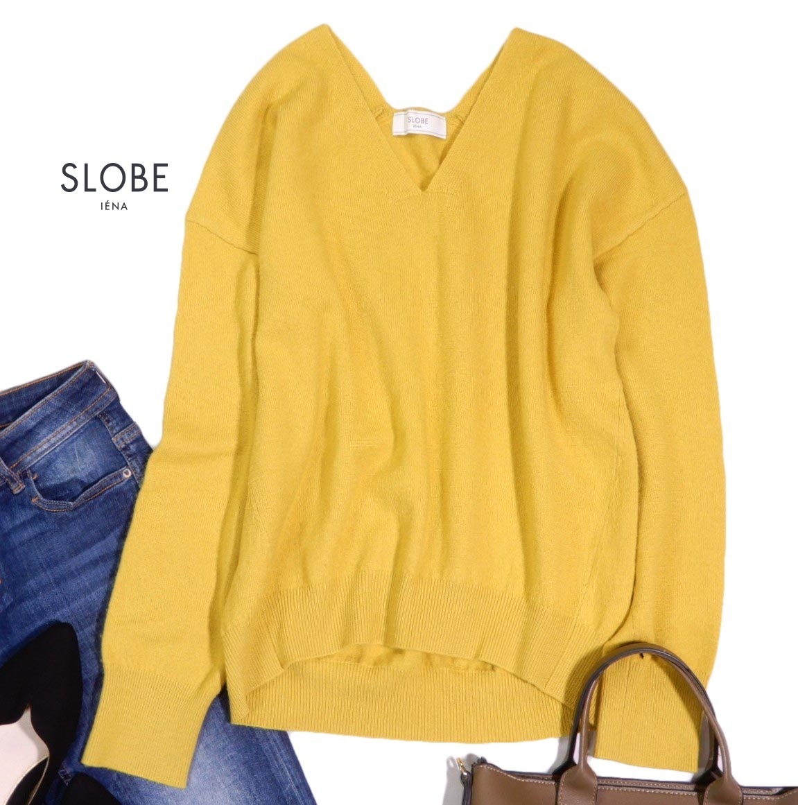 スローブイエナ SLOBE IENA キレイ色☆ Vネック ニット プルオーバー 拍卖