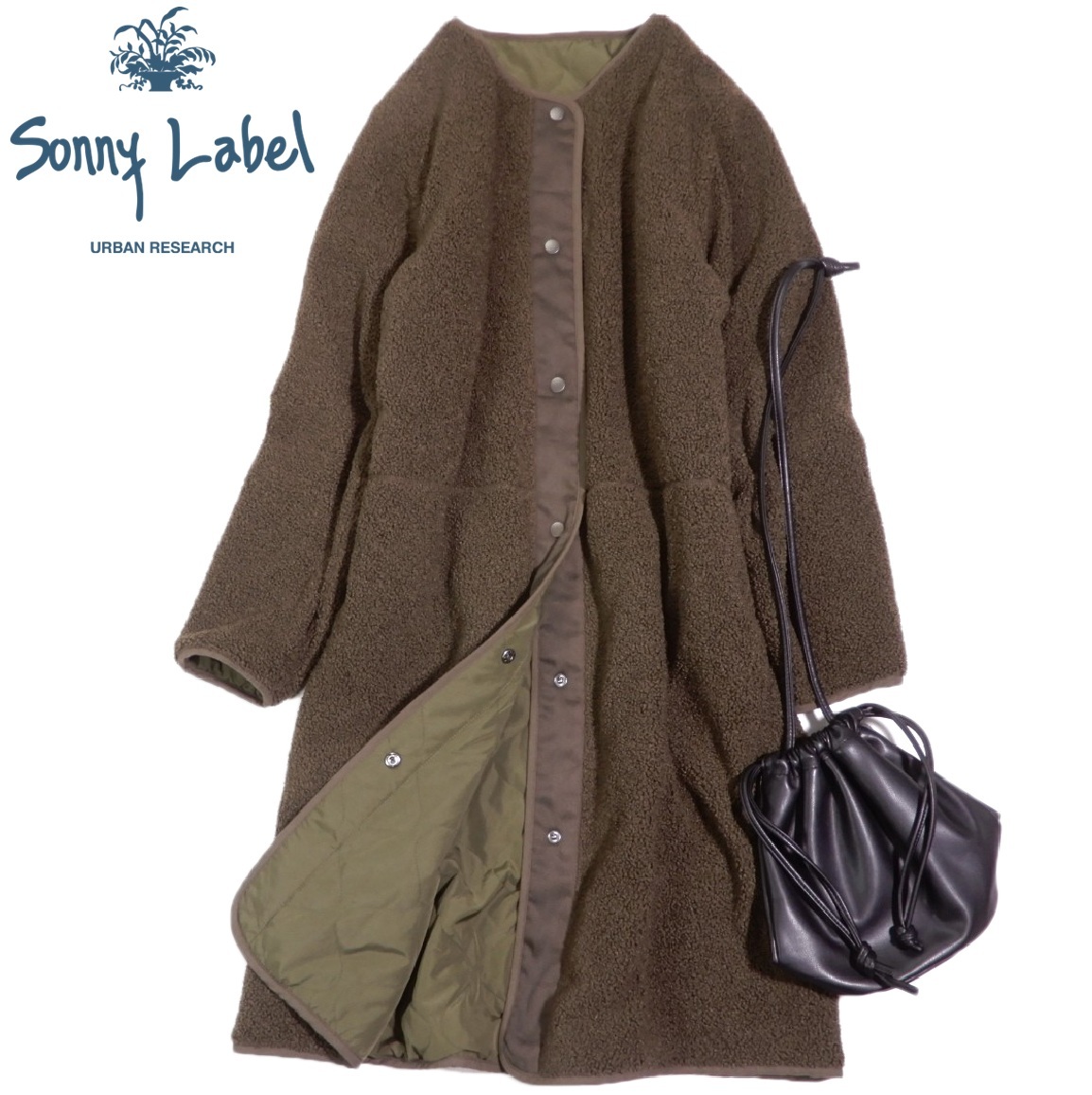 アーバンリサーチ サニーレーベル sonny label URBAN RESEARCH 大人カジュアル☆ボア キルティング ノーカラー コート拍卖
