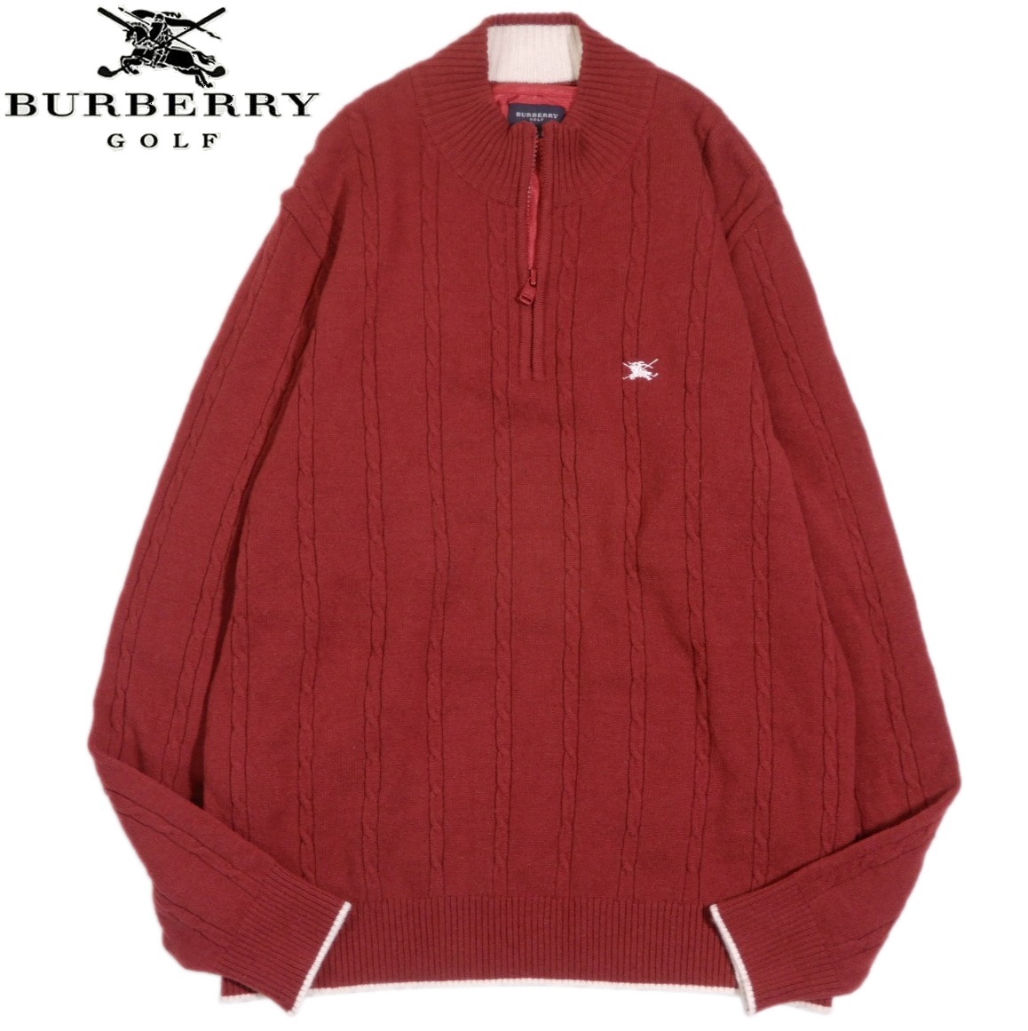 バーバリー ゴルフ BURBERRY GOLF 上質◆カシミヤ ウール ハーフジップ ニット セーター L拍卖