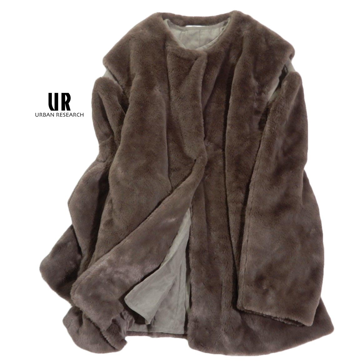 アーバンリサーチ クレールメリー Couler meler URBAN RESEARCH 可愛い☆ジレ ファー レイヤード コート M拍卖
