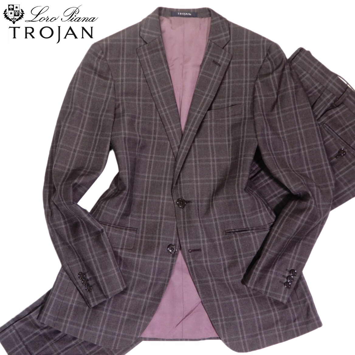 大丸松坂屋取り扱い トロージャン TROJAN Loro piana super130' 2B シングル スーツ M程度拍卖