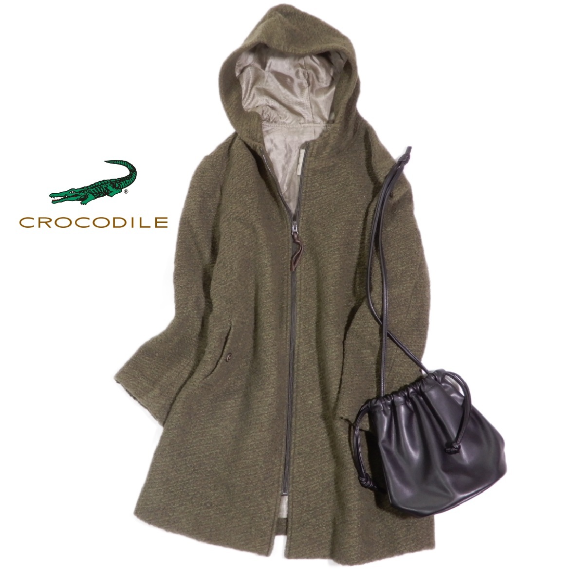 クロコダイル CROCODILE 大人可愛い☆ ボア ロング コート M拍卖