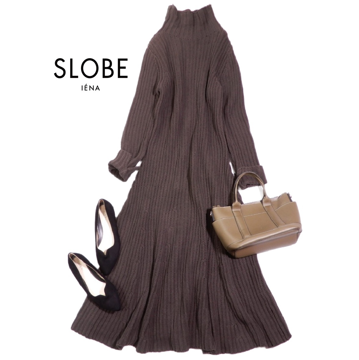 スローブイエナ SLOBE IENA 大人可愛い☆ハイネック ニット ワンピース 拍卖