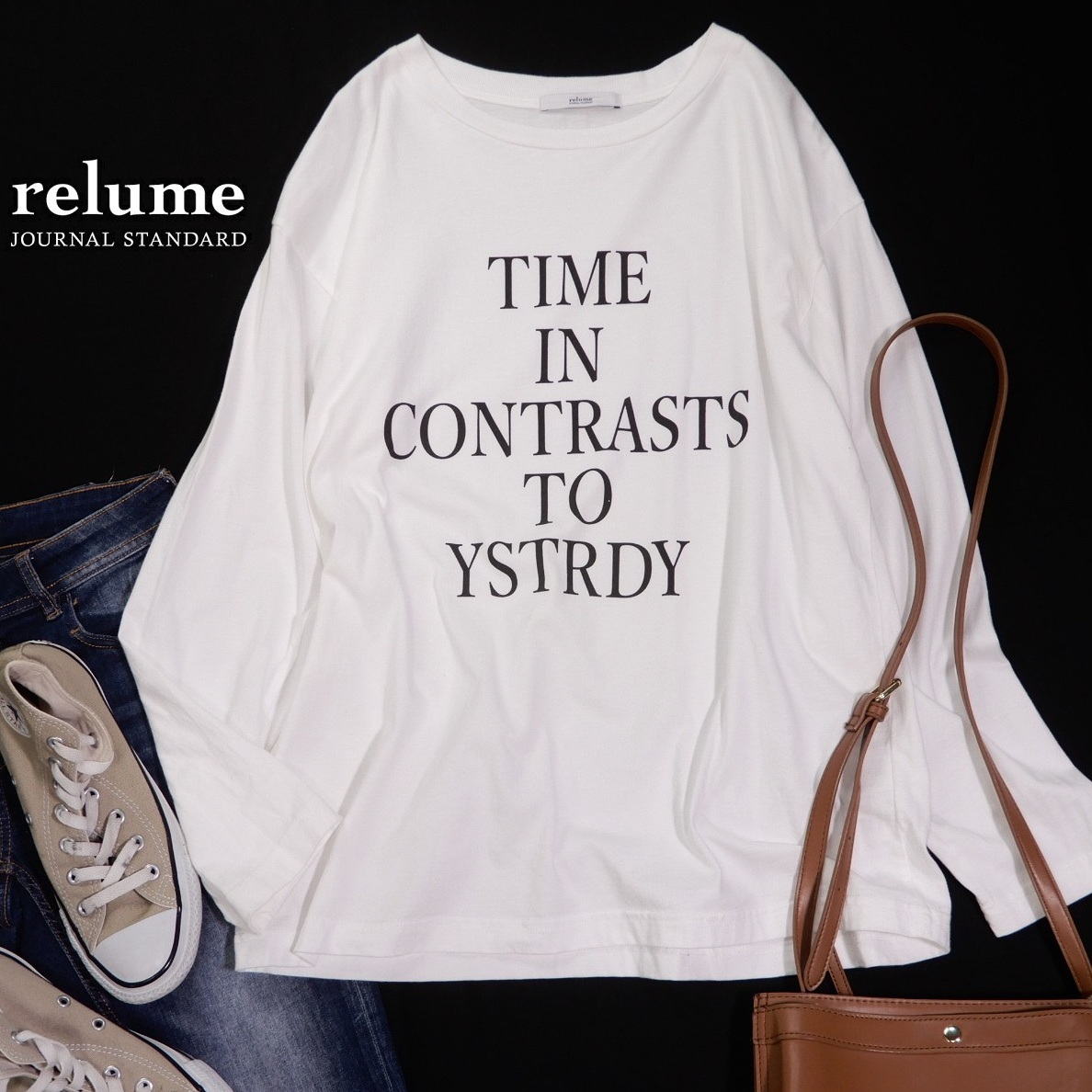 レリューム ジャーナルスタンダード JOURNAL STANDARD 大人カジュアル☆ フロントロゴ カットソー プルオーバー TIME INロゴロングT F拍卖
