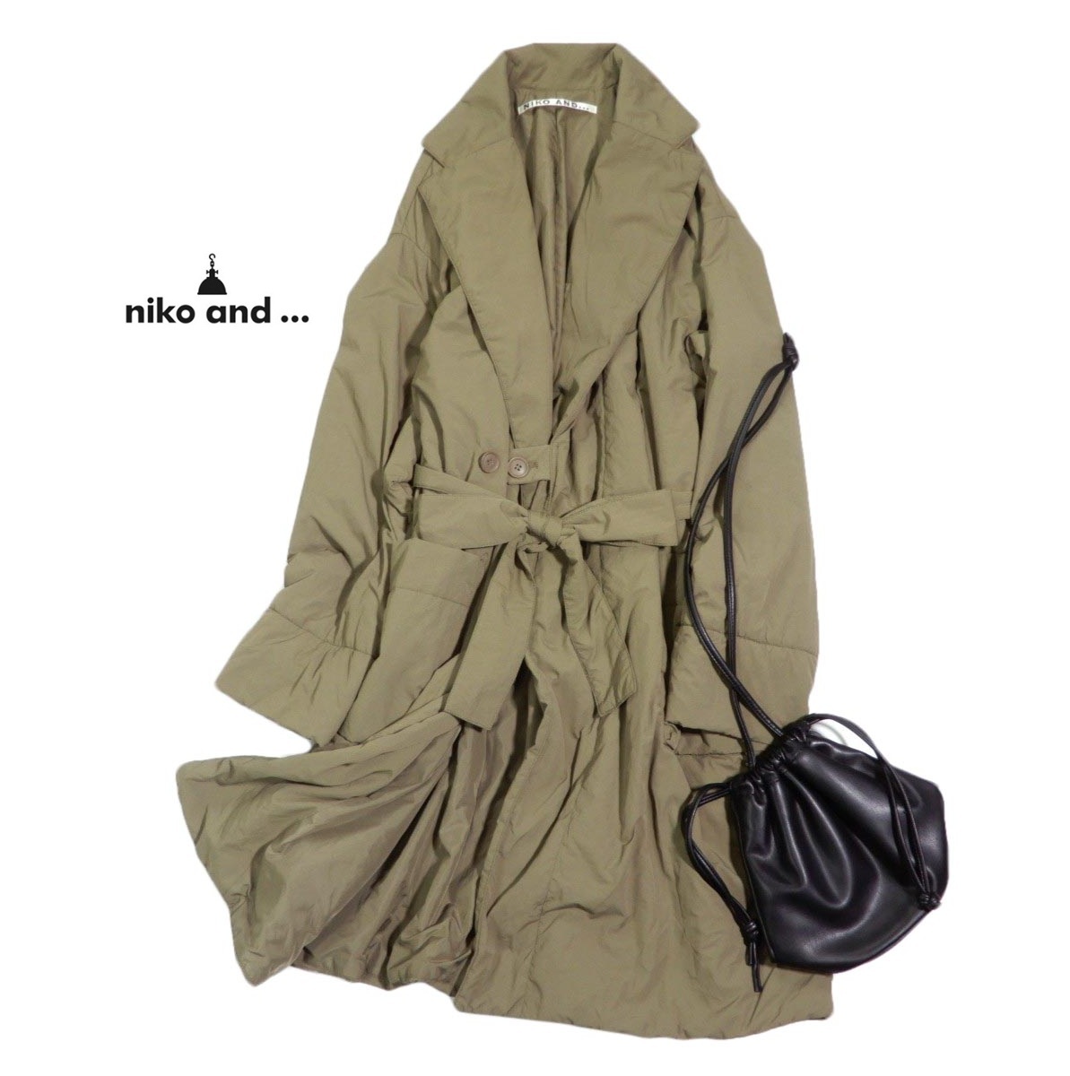 ニコアンド niko and… 使える☆ウエストリボン 中綿 ロング コート FREE拍卖