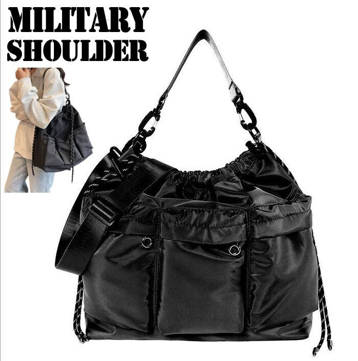 ショルダーバッグ トートバッグ メンズ レディース Military ミリタリー バッグ 軽量 撥水 MA-1 7987004 ブラック 新品 1円 スタート拍卖