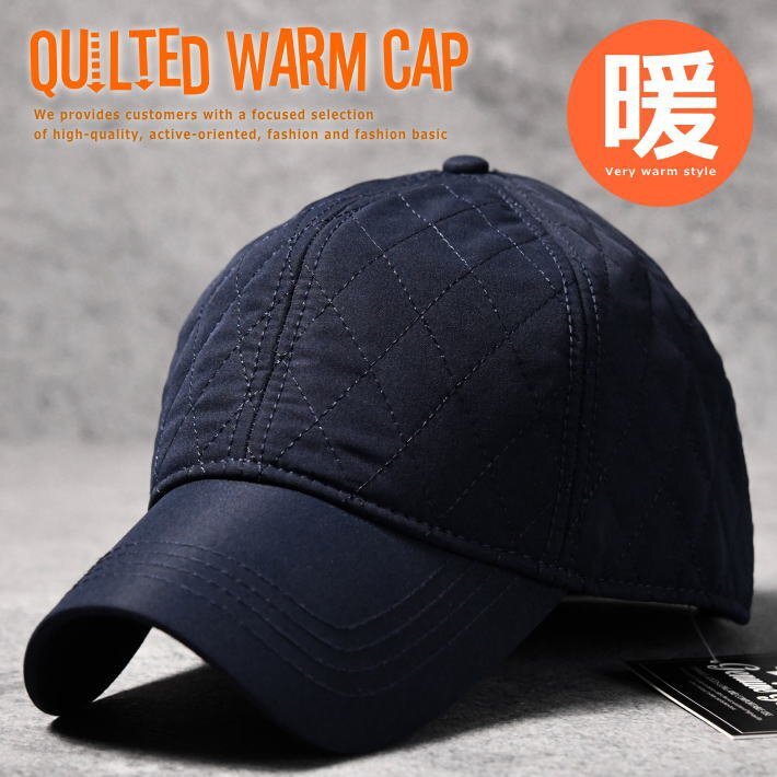 暖かい 帽子 キャップ メンズ レディース キルティング フリース 防寒 無地 ソリッド 7987672 普通サイズ ネイビー 新品 1円 スタート拍卖