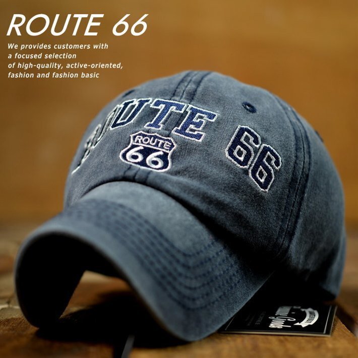 ROUTE66 Vintage ローキャップ キャップ メンズ レディース こなれ感 刺繍 7990351 9009978 R-5 ネイビー 新品 1円 スタート拍卖