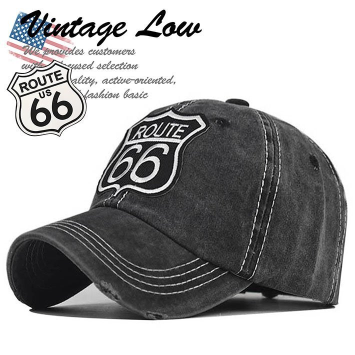 ROUTE66 キャップ ローキャップ 帽子 メンズ レディース アメカジ おしゃれ ルート66 アメリカ USA 7987848 ブラック 新品 1円 スタート拍卖
