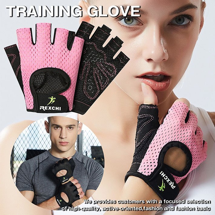 洗濯可能 トレーニンググローブ 手袋 筋トレ メンズ レディース 指無 ウェイトリフティング 防滑 7987678 M ピンク 新品 1円 スタート拍卖