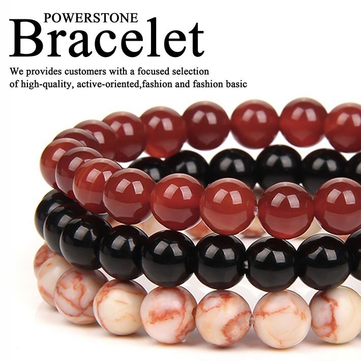 ブレスレット メンズ レディース 天然石 3個セット パワーストーン オニキス 8mm アクセサリー 3連 7986719 (2) 新品 1円 スタート拍卖