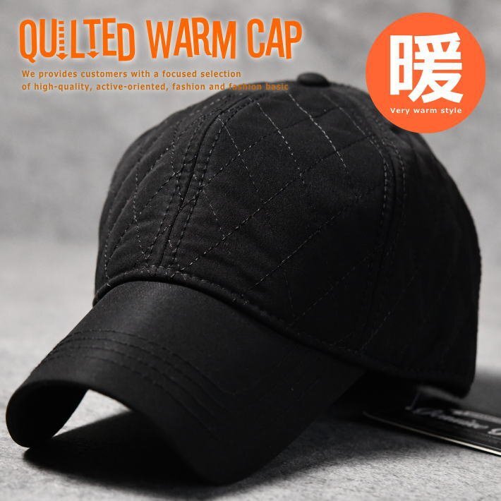 暖かい 帽子 キャップ メンズ レディース キルティング フリース 防寒 無地 ソリッド 7987672 普通サイズ ブラック 新品 1円 スタート拍卖