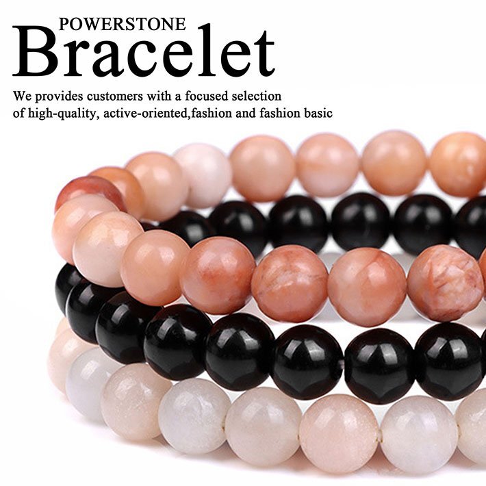 ブレスレット メンズ レディース 天然石 3個セット パワーストーン オニキス 8mm アクセサリー 3連 7986719 (10) 新品 1円 スタート拍卖