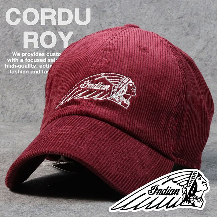 キャップ 帽子 Indian Motocycle インディアンモトサイクル コーデュロイ メンズ レディース IA-994 7983921 ワイン(DR) 新品拍卖