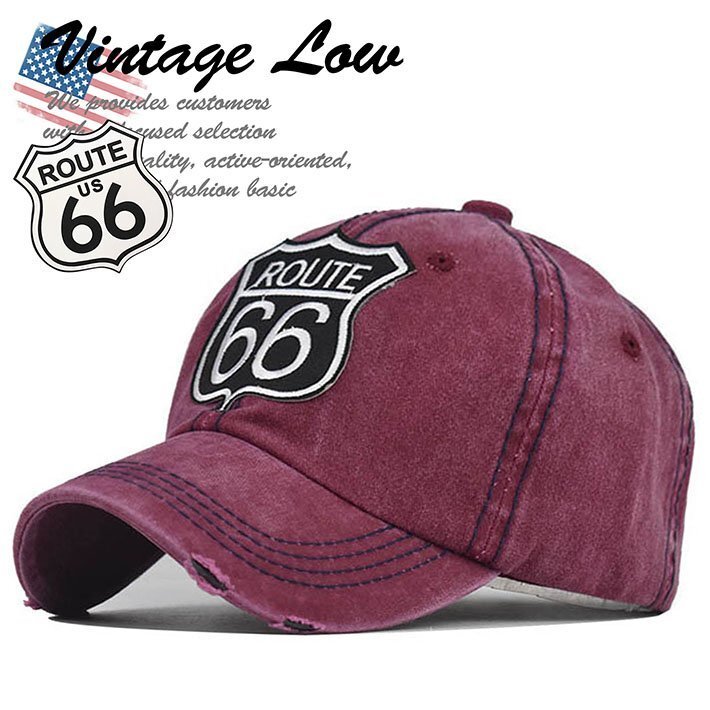 ROUTE66 キャップ ローキャップ 帽子 メンズ レディース アメカジ おしゃれ ルート66 アメリカ USA 7987848 ワイン 新品 1円 スタート拍卖