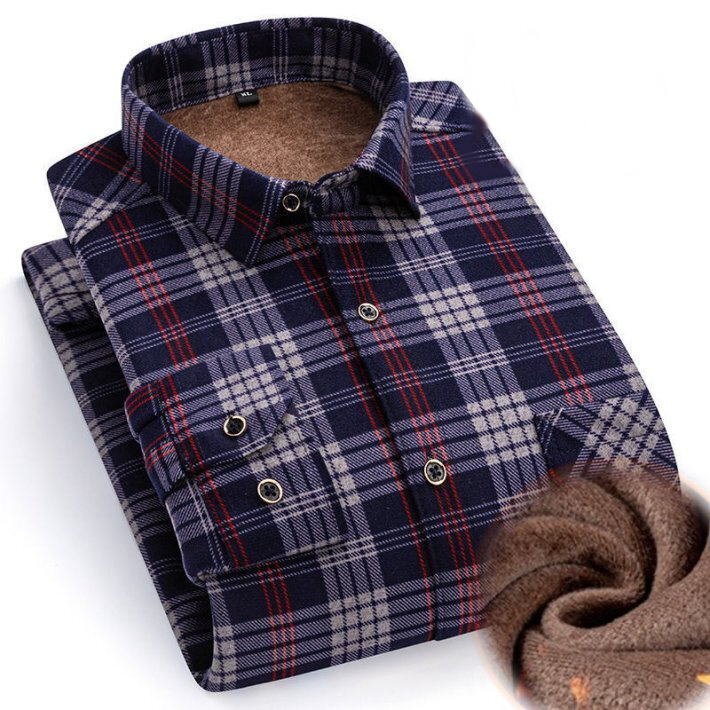 シャツ ジャケット ネルシャツ メンズ チェック柄 厚手 7988071 XXL M_ネイビー×ホワイト 新品 1円 スタート拍卖