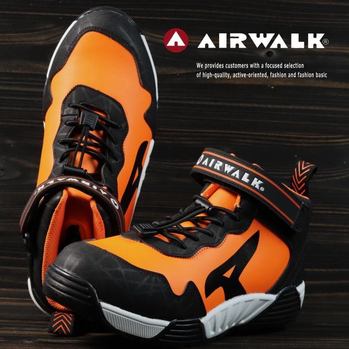 安全靴 エアウォーク メンズ ストレッチロック AIR WALK 作業靴 幅広 軽量 衝撃吸収 耐滑 AW-940 オレンジ 25.5cm / 新品 1円 スタート拍卖