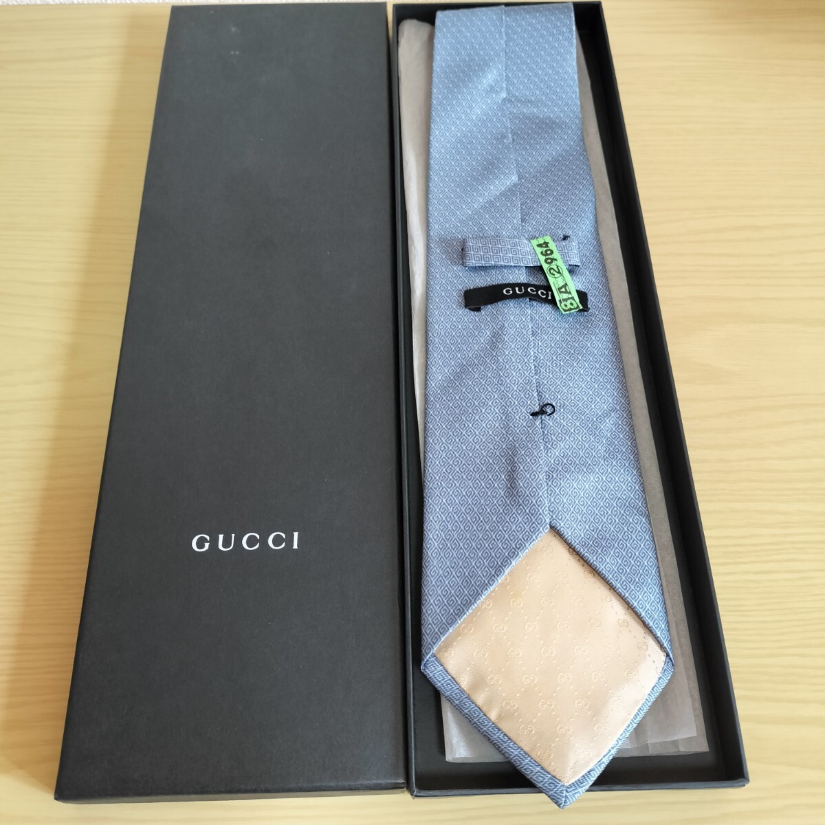 グッチ(GUCCI)水色総Gロゴ四角模様ネクタイ拍卖