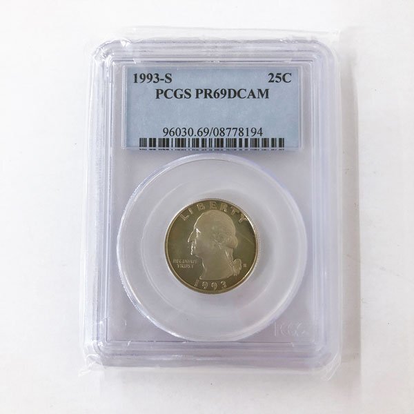 181*1993年 25セント硬貨 ワシントン プルーフ PCGS PR69DCAM ディープカメオ 【未使用品】拍卖