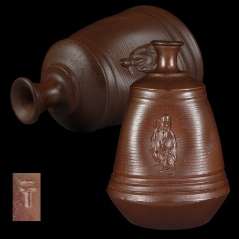 蔵出し品 古備前 江戸中期 三片人形徳利拍卖