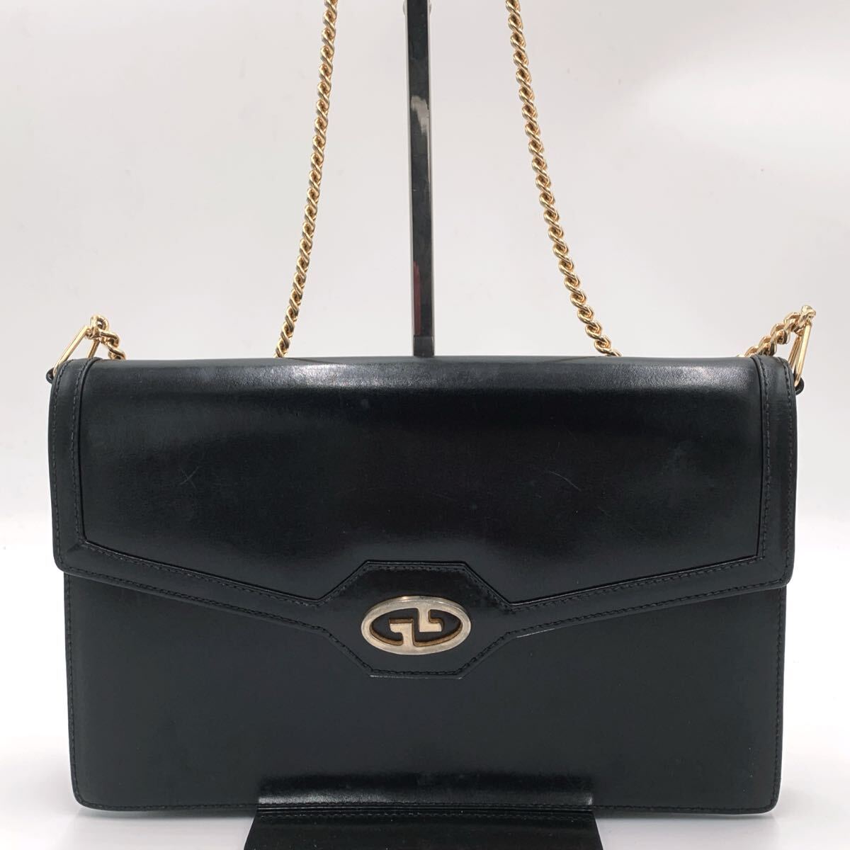 GUCCI グッチ ショルダーバッグ ゴールド金具 ショルダー チェーン レザー ブラック拍卖