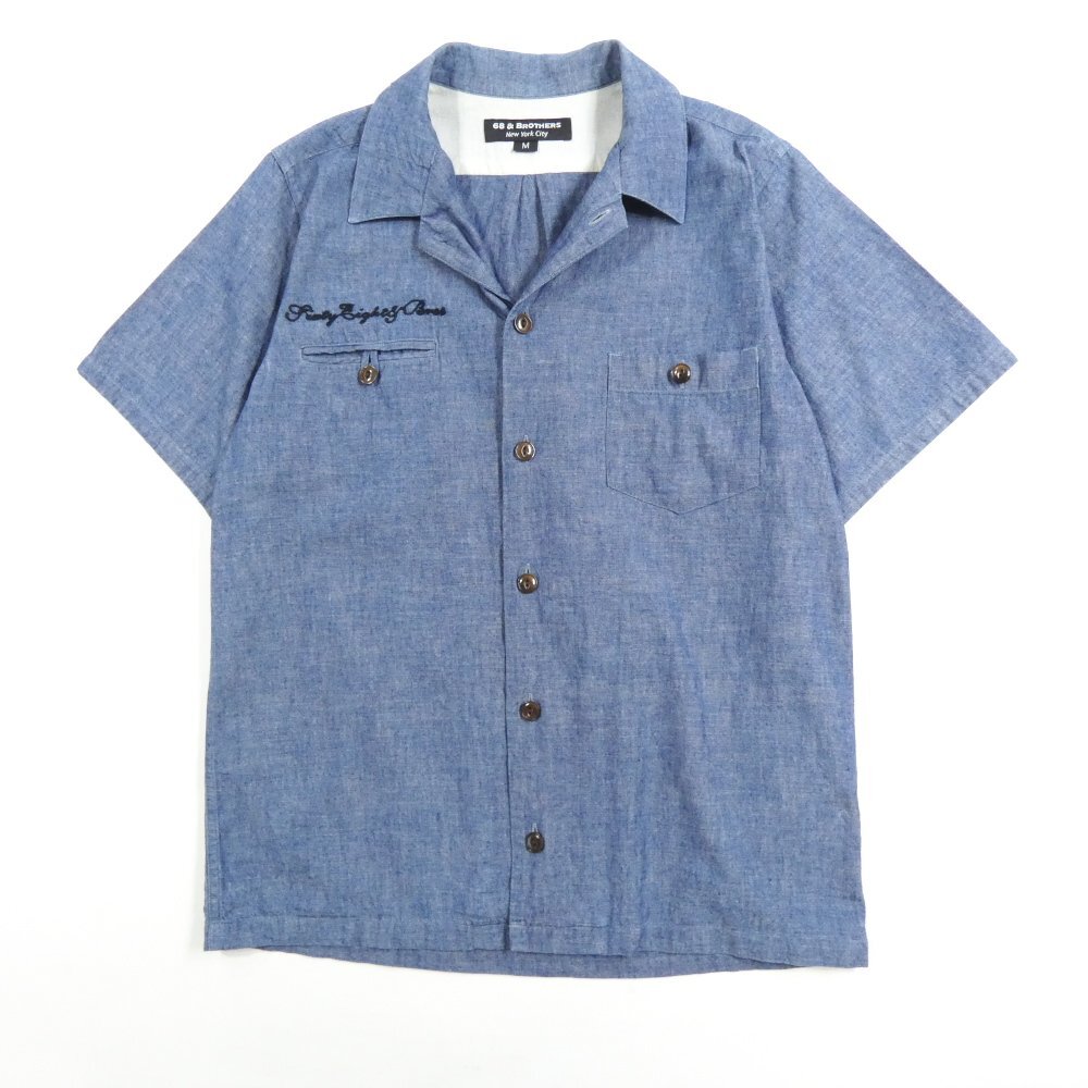 68&BROTHERS NEW YORK CITY 68アンドブラザーズ オープンカラー 半袖 シャンブレーシャツ size M #37240 送料360円 トップ アメカジ拍卖