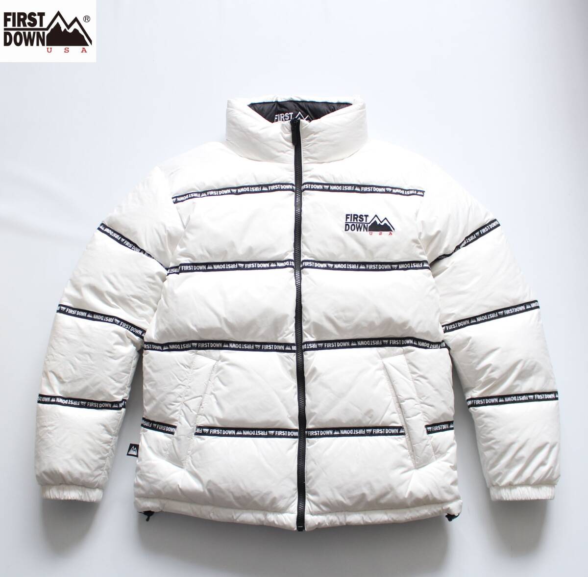 【 FIRST DOWN ファーストダウン 】リバーシブル テープツキダウン ジャケット S/胸囲80-88 身長165-175 F842501 定価¥35,200 汚れあり拍卖