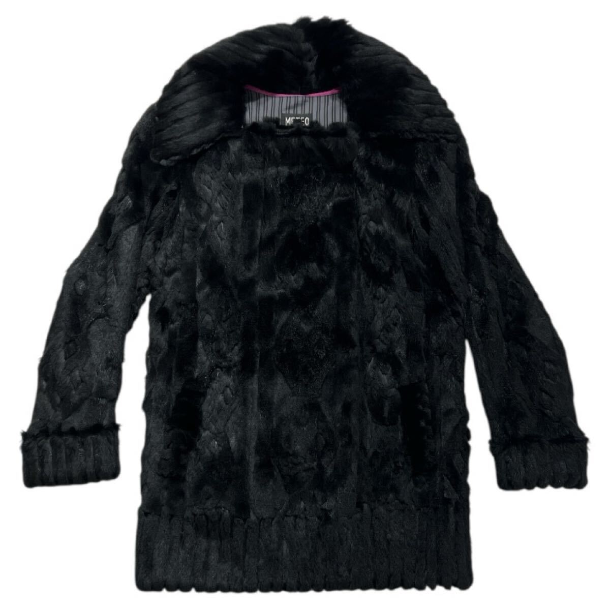 フランス製 ■ METEO メテオ ■ ラビット リアルファー ラビット ジャケット ブラック 36拍卖