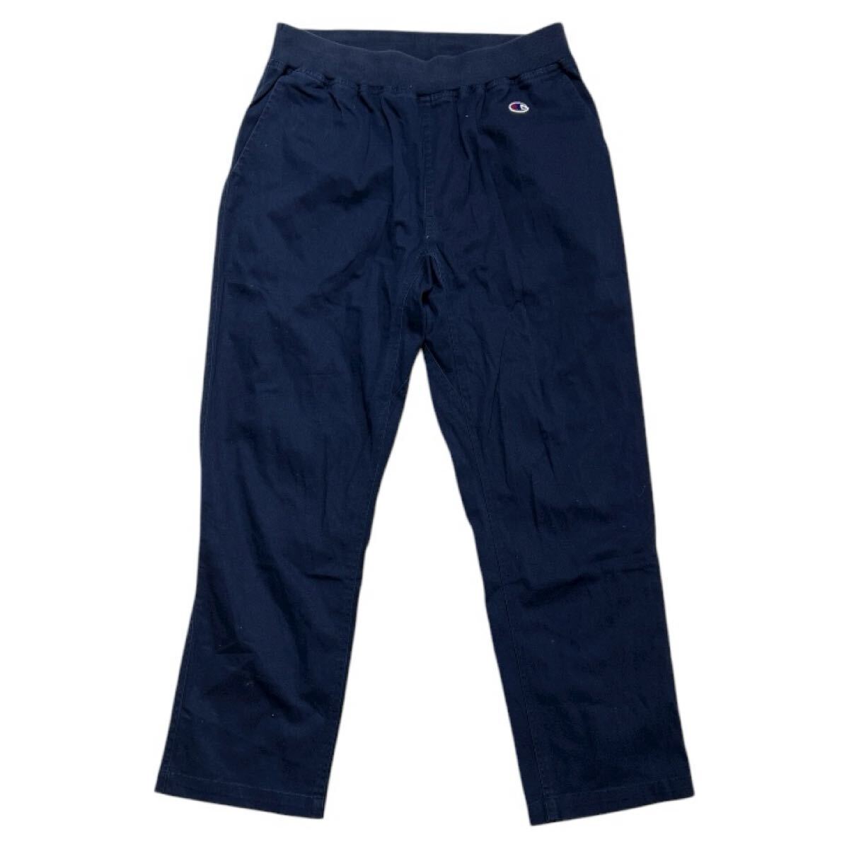 ■ Champion チャンピオン ■ ロゴ 刺繍 ワッペン ストレッチ イージーパンツ ネイビー L拍卖