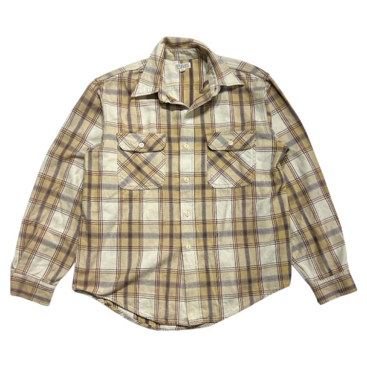 ■ 東洋 TOYO SUGAR CANE シュガーケーン ■ チェック柄 長袖 ネルシャツ ベージュ系 M拍卖