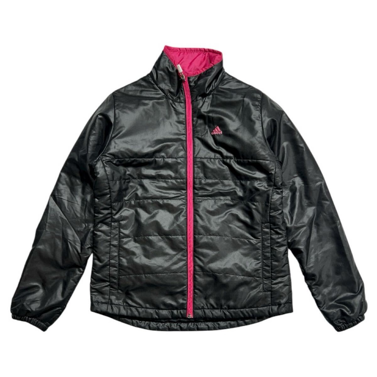 ■ adidas GOLF アディダス ゴルフ ■ パフォーマンス ロゴ 刺繍 中綿入 ジップアップ ゴルフ ジャケット ブラック×ピンク S拍卖