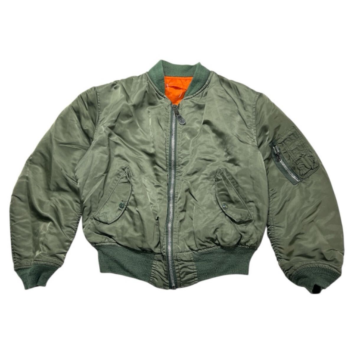 80s~90s ヴィンテージ USA製 ■ ALPHA アルファ ■ IDEAL アイディール ジッパー 中綿入 MA-1 MA1 ミリタリー ボンバー ジャケット カーキ拍卖
