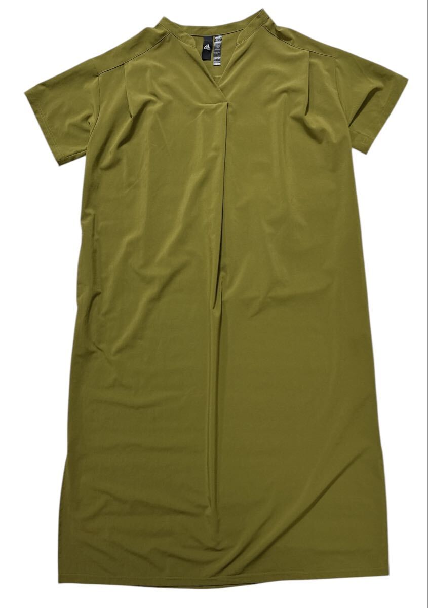 ▲ adidas アディダス ▲ パフォーマンスロゴプリント ウーヴン 半袖 ワンピース ワンピ カーキ M拍卖