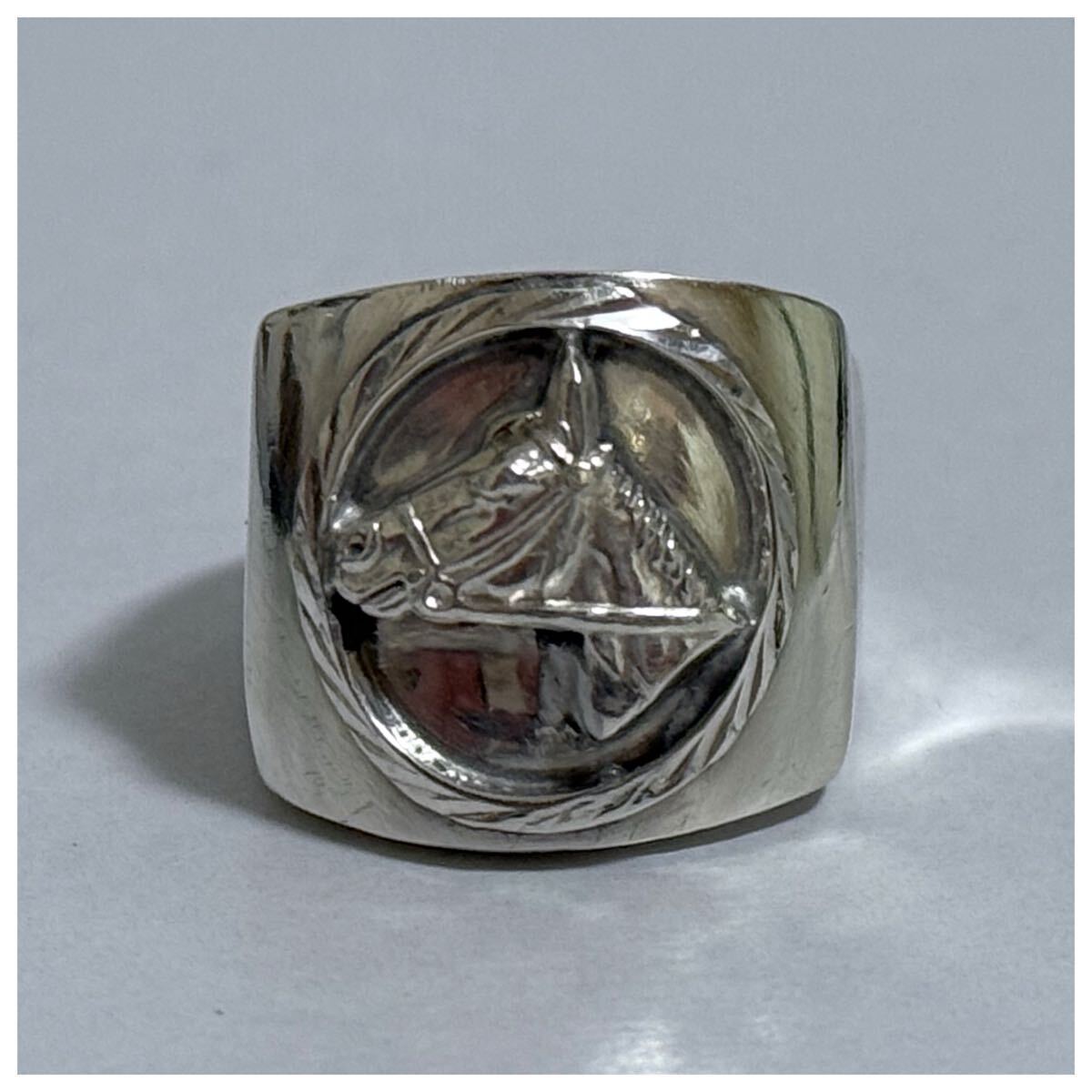 シルバー925 sterling スターリング 馬 ホース 印台 リング 指輪 ヴィンテージ拍卖