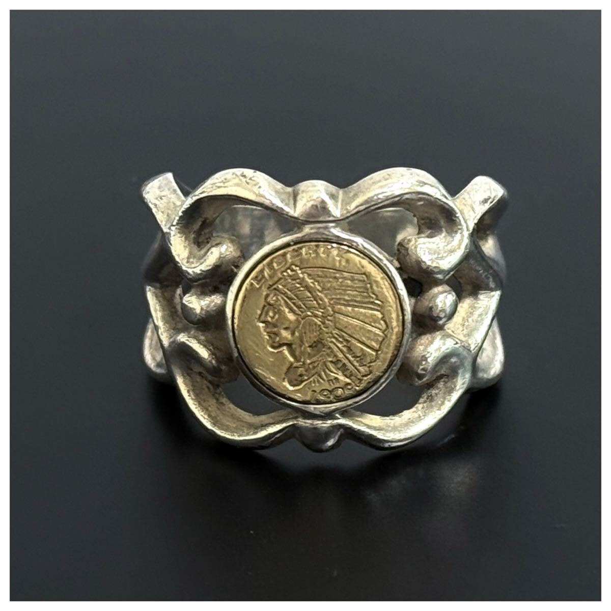 シルバー925 sterling スターリング ヴィンテージ 11K インディアンコイン リング 指輪拍卖