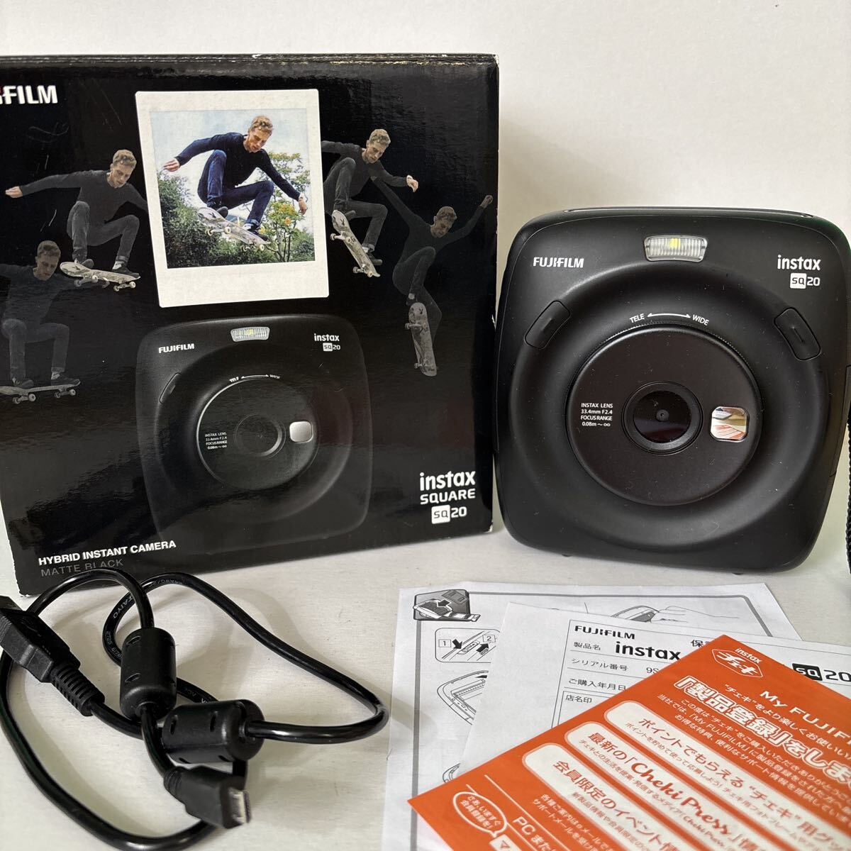 WA402 動作品 instax SQUARE SQ20(マットブラック) FUJIFILM インタックス インスタントカメラ チェキ 富士フィルム スクエア拍卖
