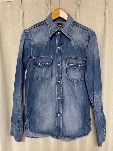 21、Lee×JOHN'S CLOTHING別注 新品未使用!デニム ウエスタンシャツ リージョンズクロージング長袖シャツ Mサイズ コットン100% まち付き拍卖