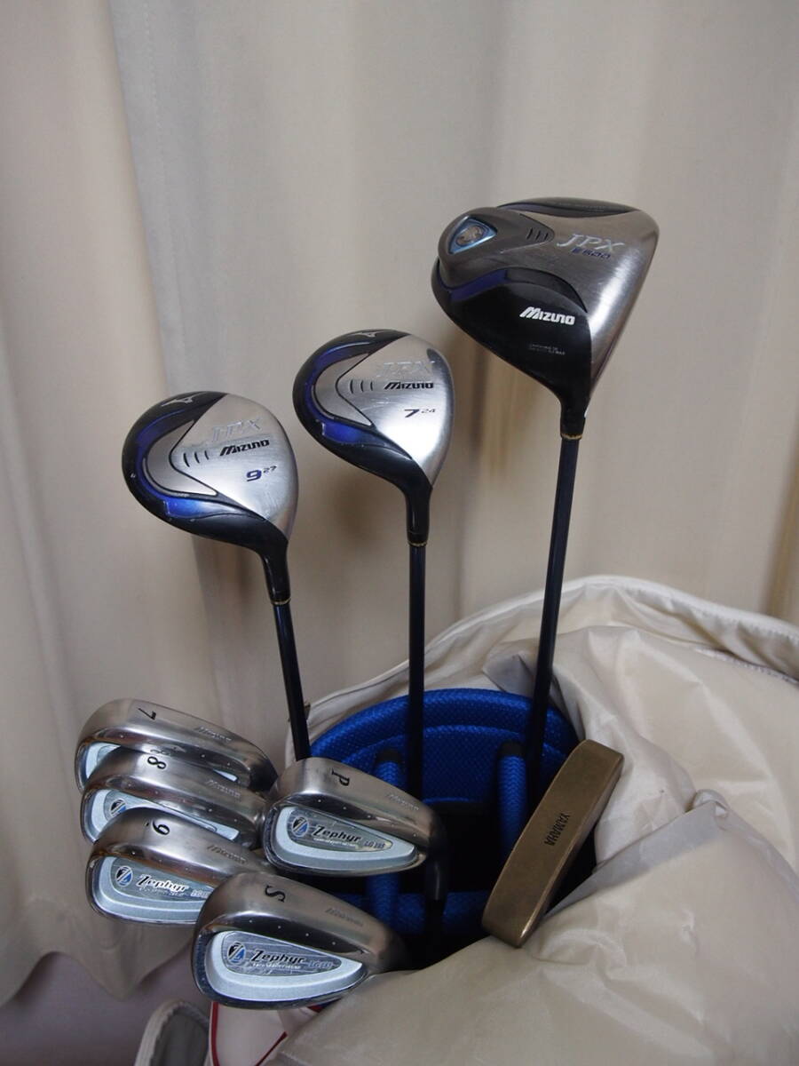 レディース用 一流メーカー(ミズノ)製 JPX-E500ドライバー ゼファーLG185アイアンセット他 ニコティラバック付き拍卖