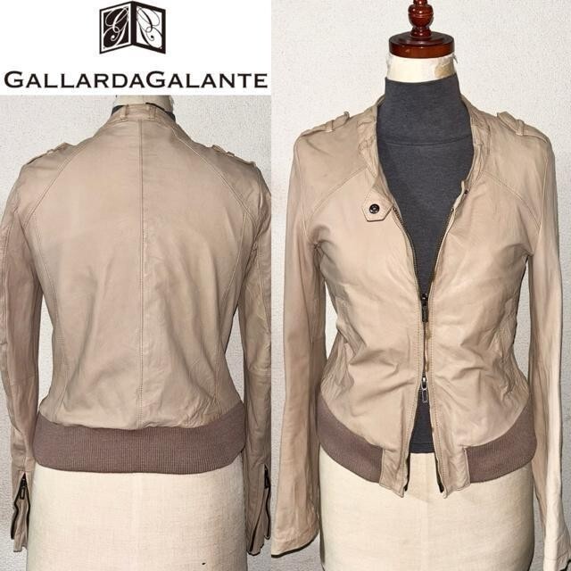 即落 送料無料 GALLARDAGALANTE ガリュリダガランテ 定価6万円程 高級 柔らか 羊革 ラム レザー ジャケット 36 ライダース アウター 格安拍卖